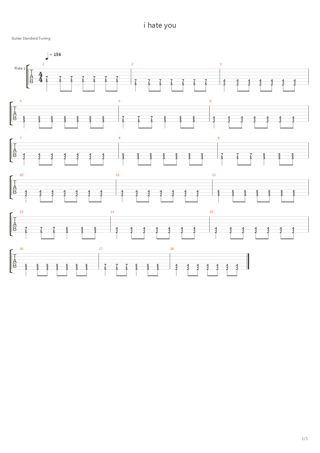 I Hate You(solos)吉他谱