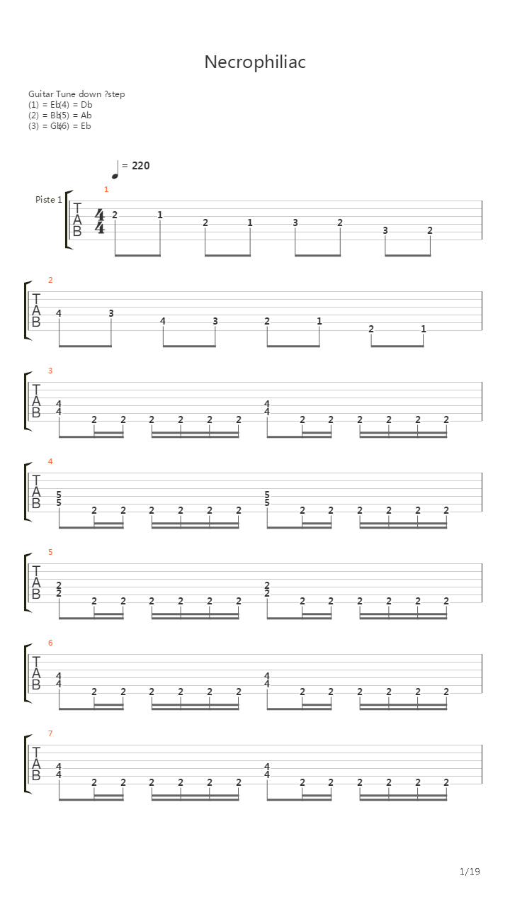 Necrophiliac吉他谱