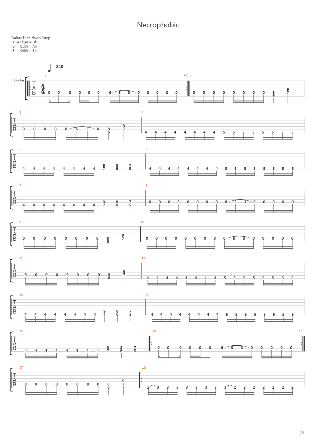 Necrophobic吉他谱