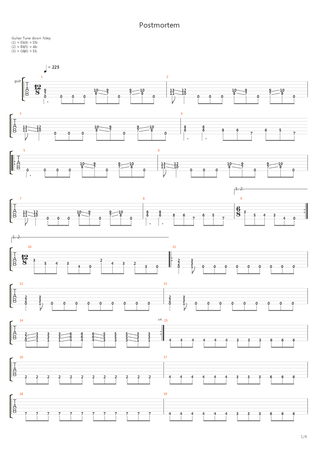 Postmortem吉他谱