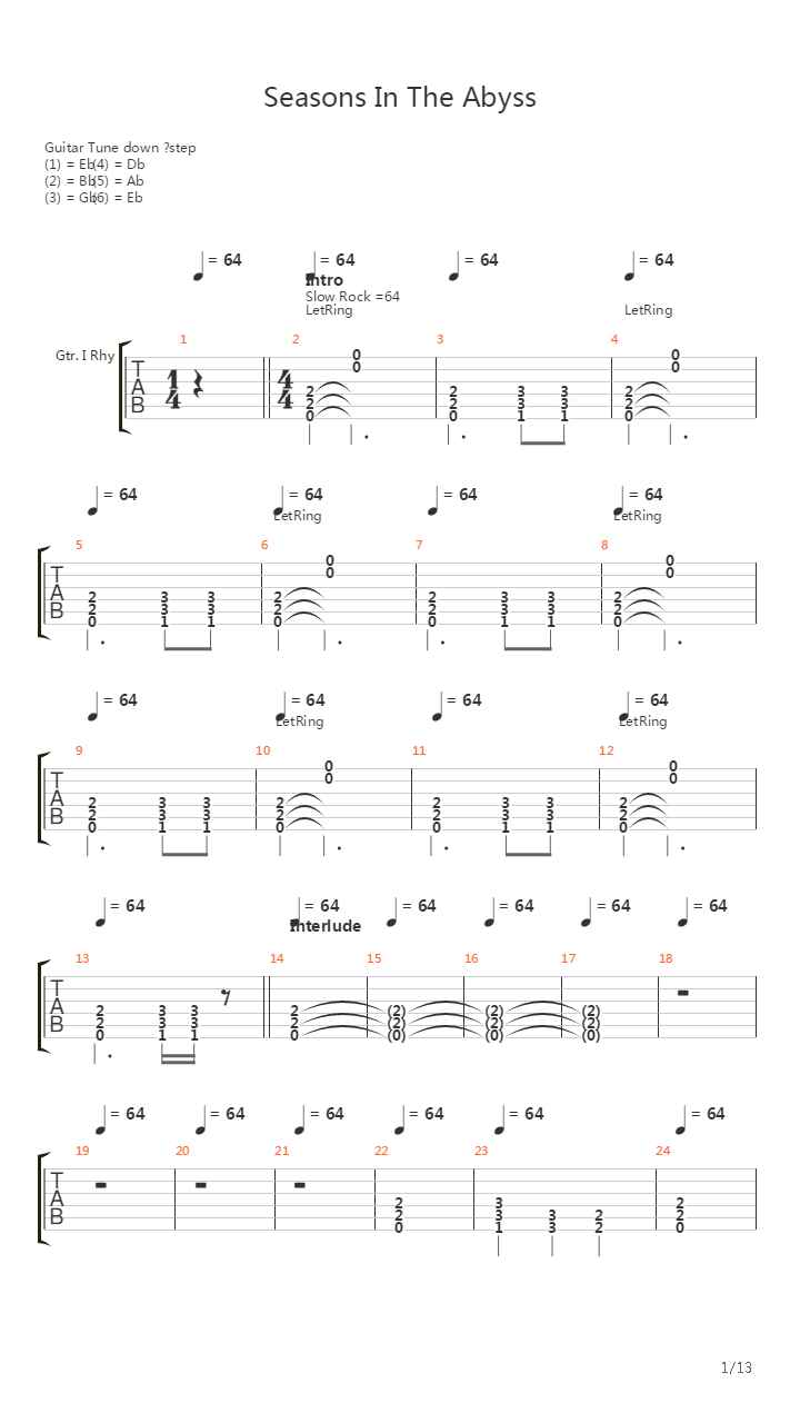 Seasons In The Abyss吉他谱