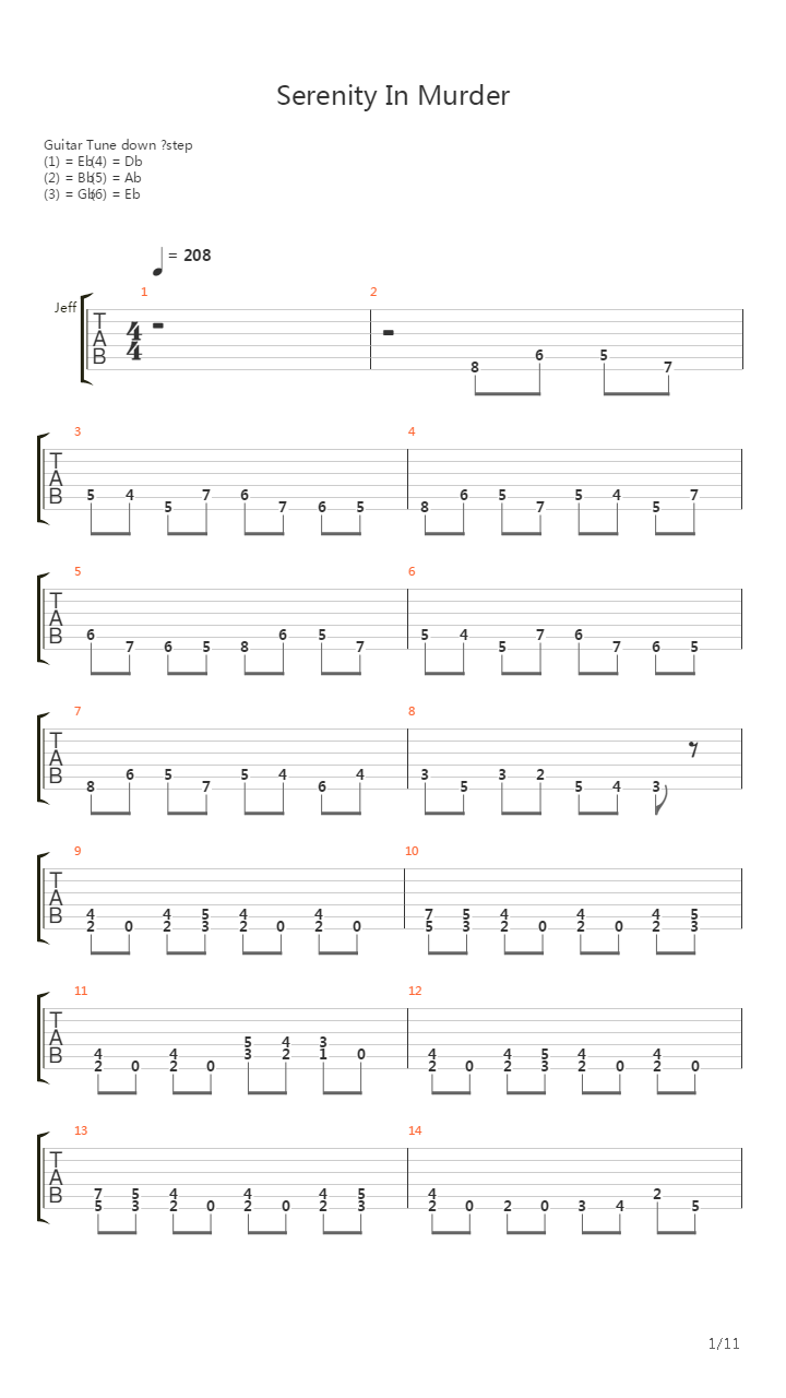 Serenity In Murder吉他谱