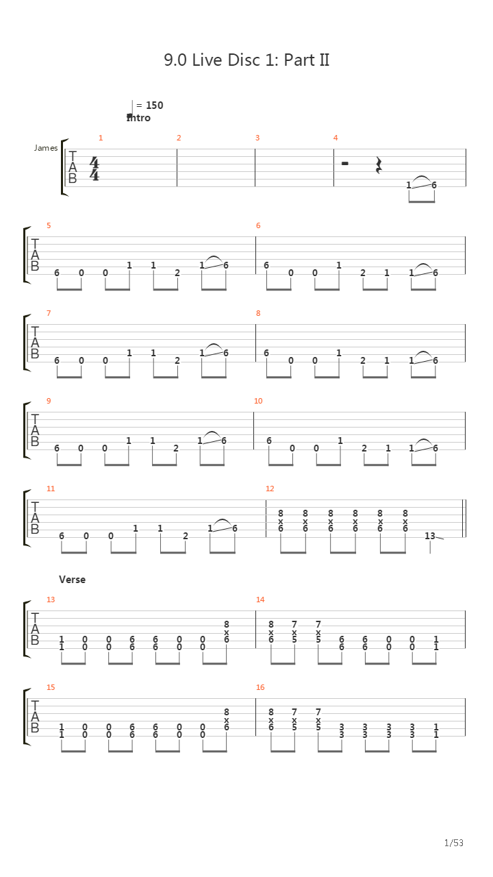 9 0 (Live Disc 1 Part 2)吉他谱