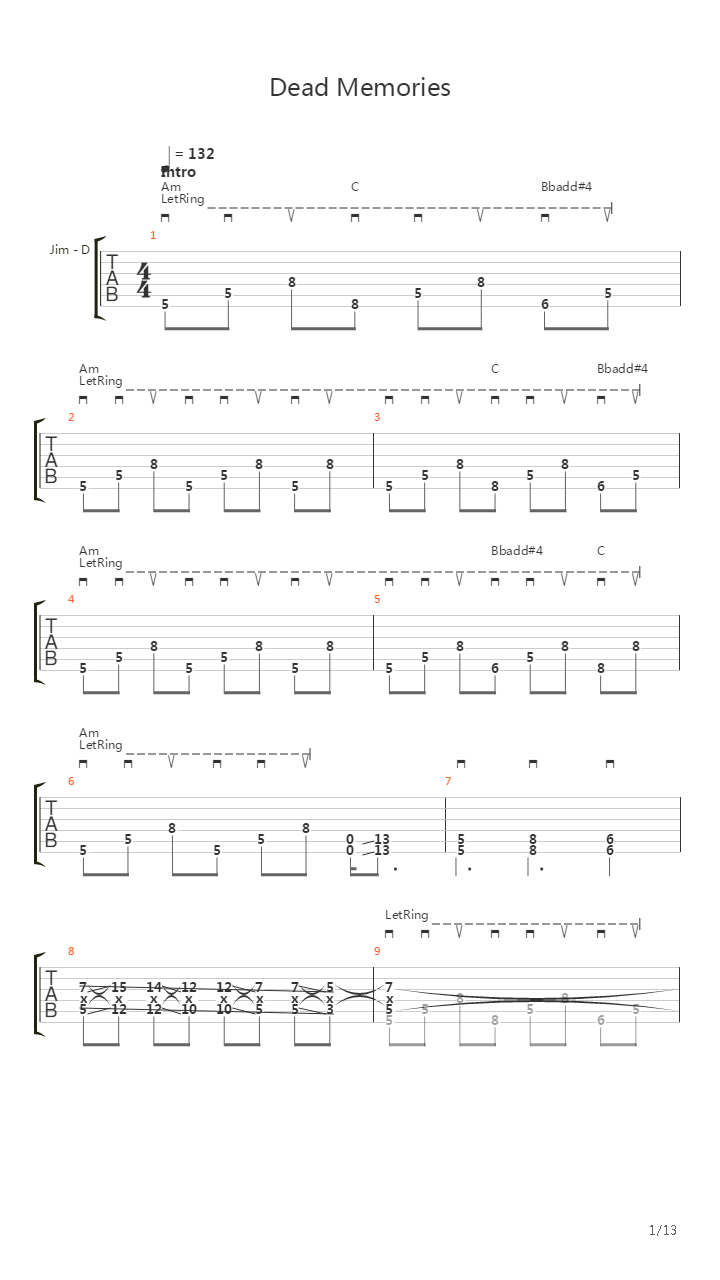 Dead Memories (10)吉他谱
