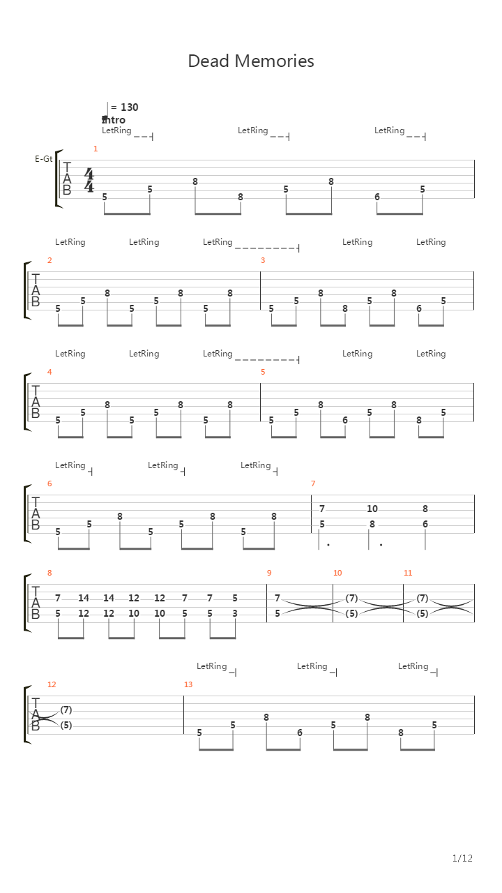 Dead Memories (12)吉他谱