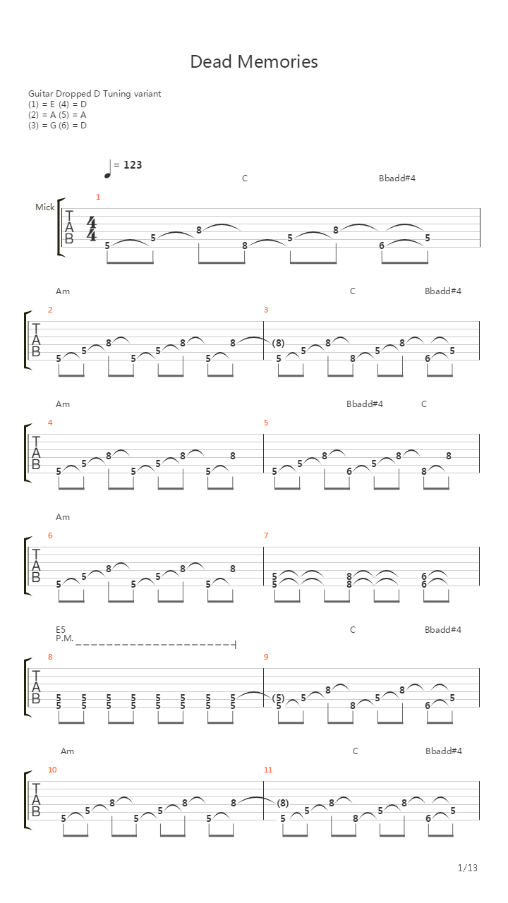 Dead Memories (13)吉他谱