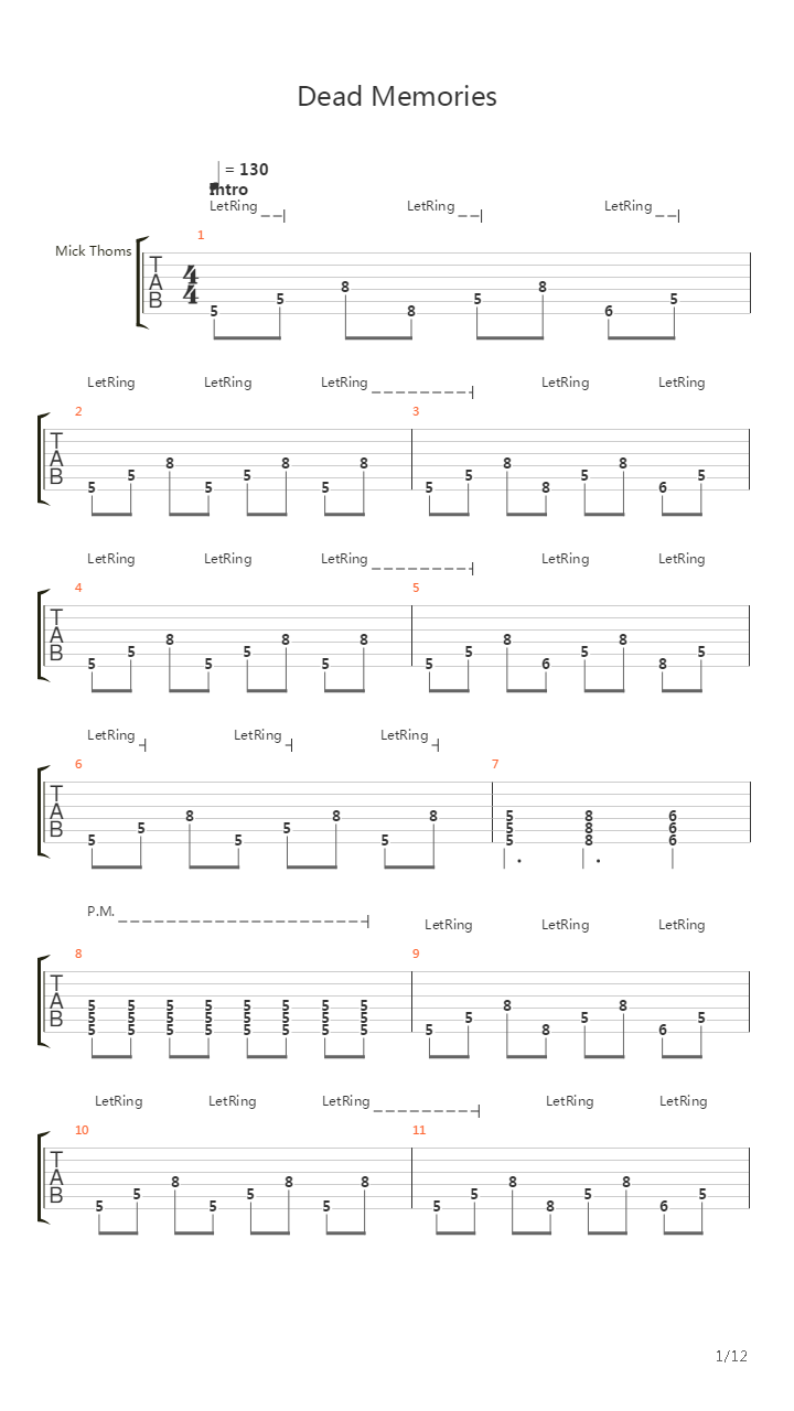 Dead Memories吉他谱