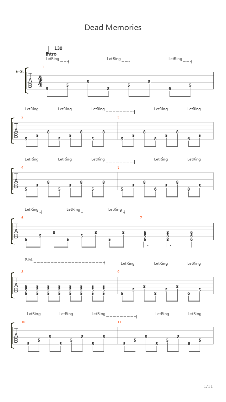 Dead Memories吉他谱