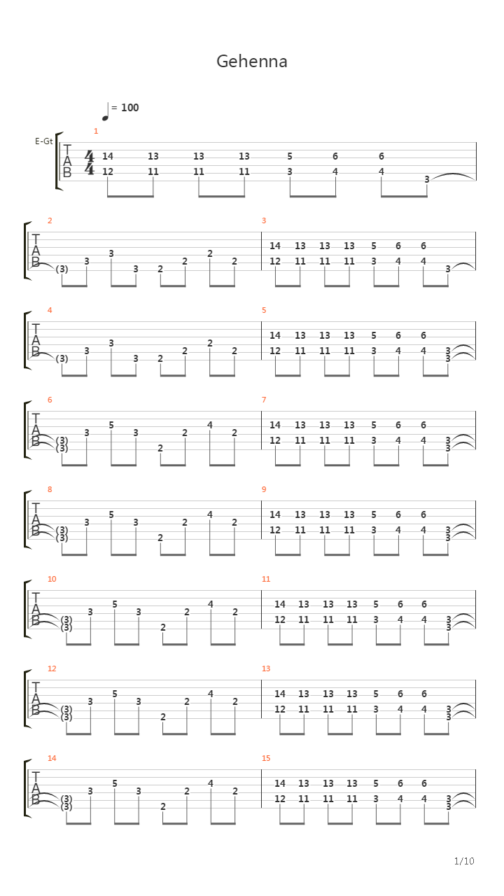 Gehenna吉他谱