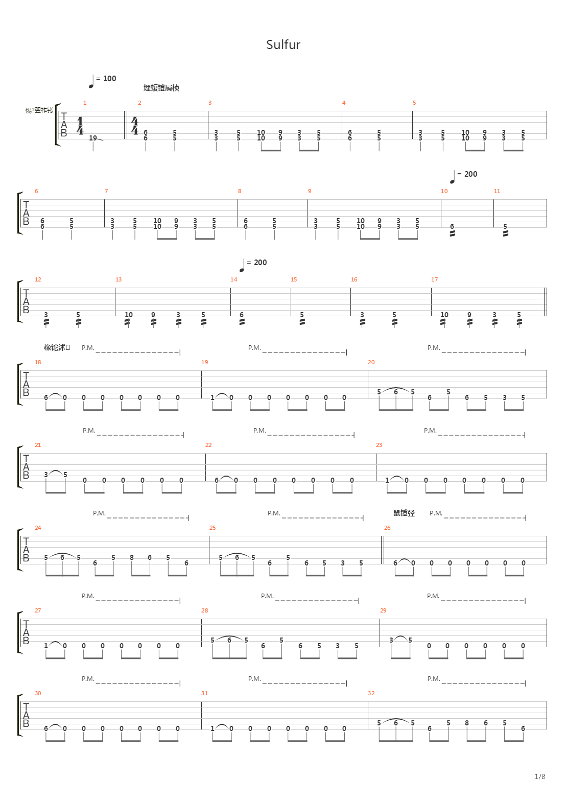 Sulfur吉他谱