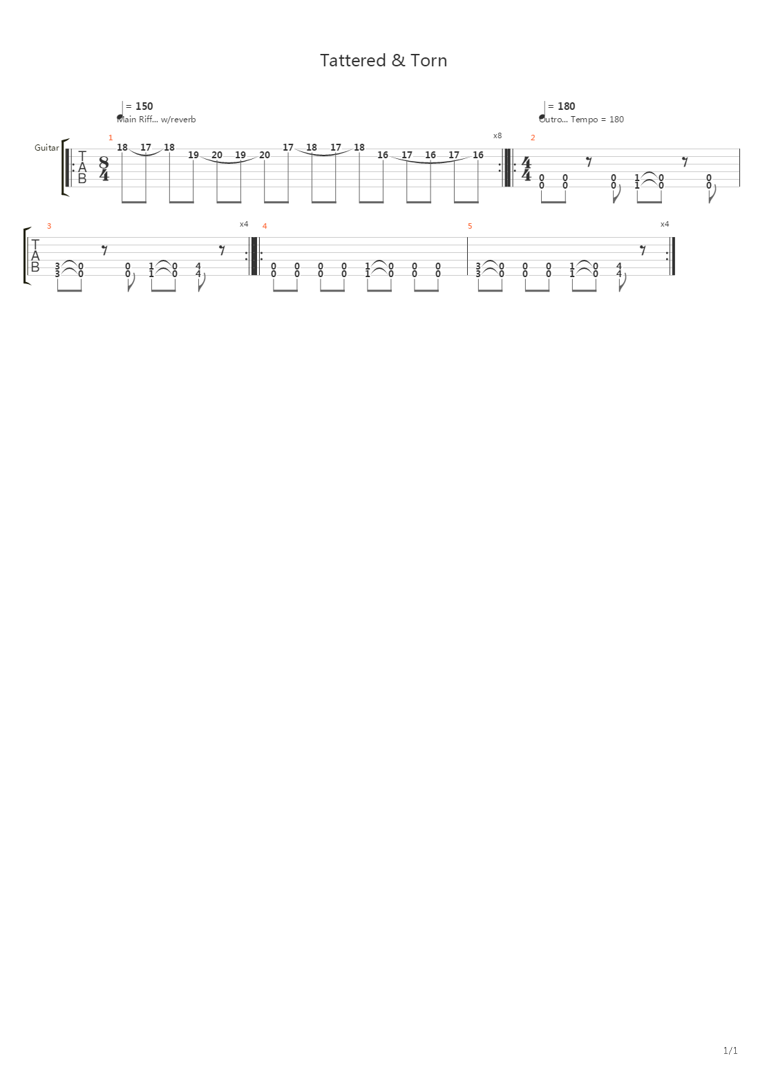 Tattered And Torn (Intro_Outro)吉他谱