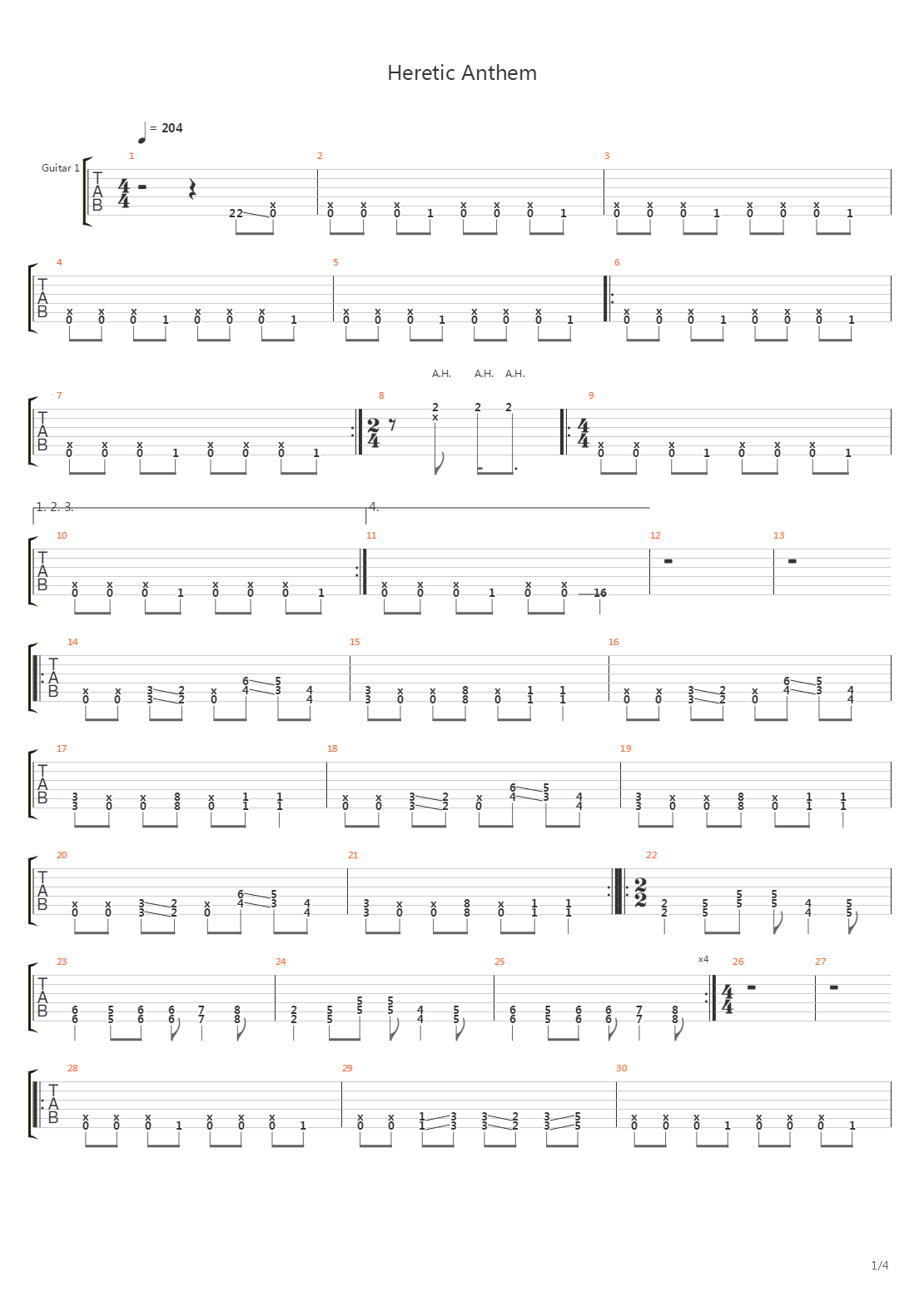 The Heretic Anthem吉他谱