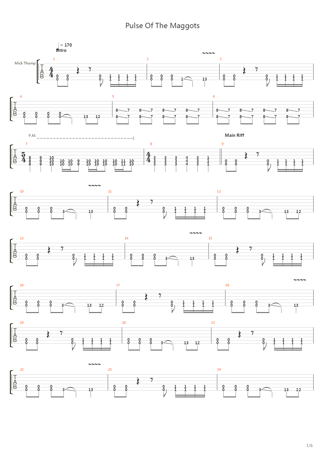 The Pulse Of The Maggots吉他谱