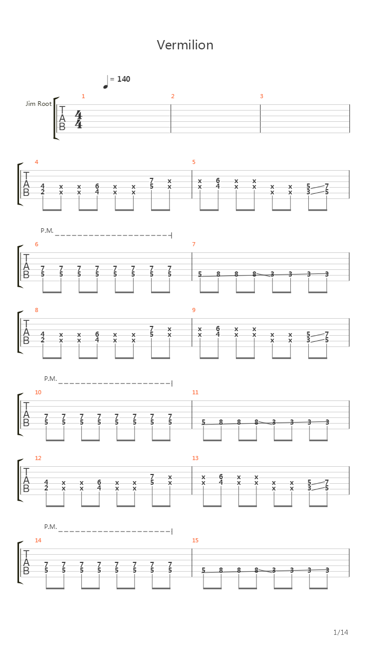 Vermilion吉他谱