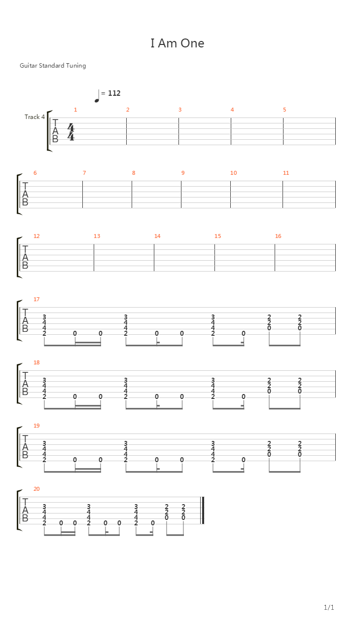 I Am One吉他谱