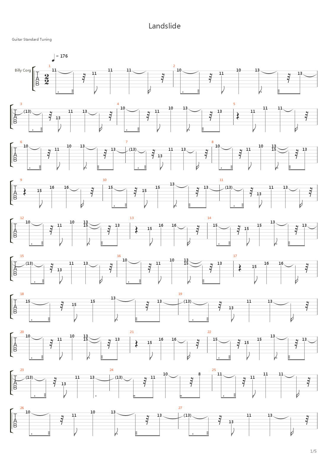 Landslide吉他谱