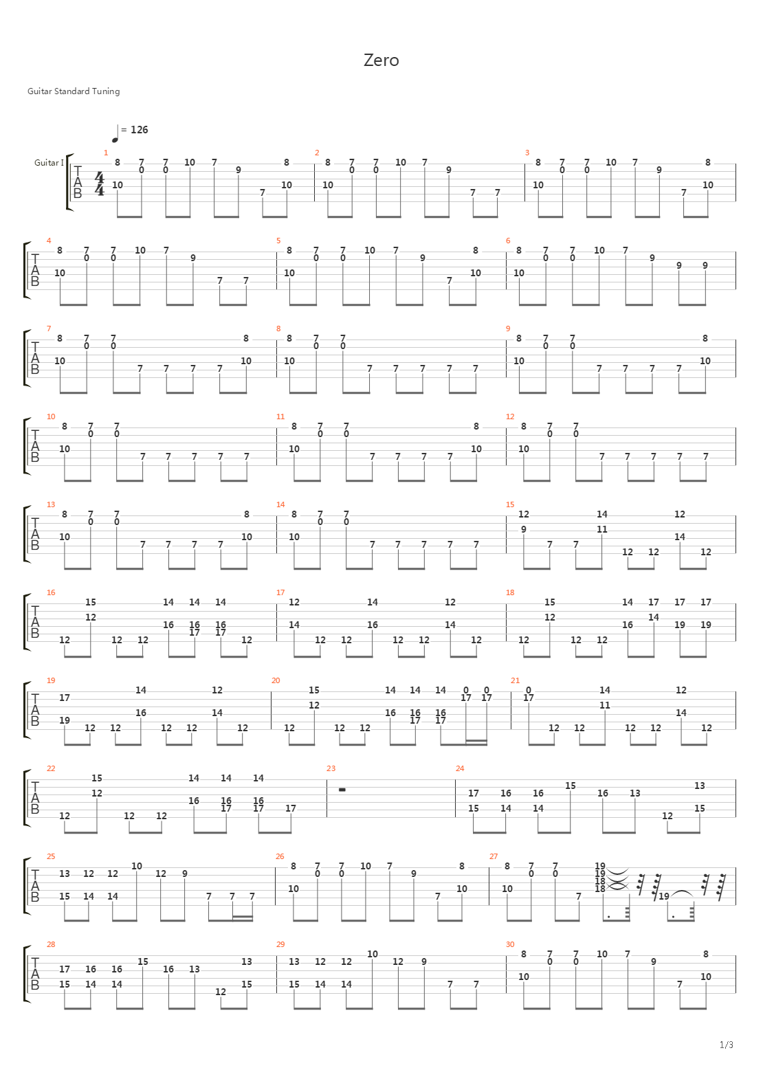 Zero吉他谱