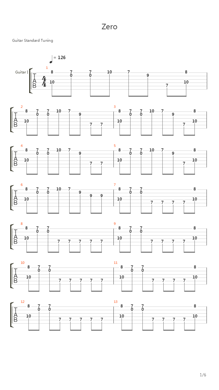 Zero吉他谱