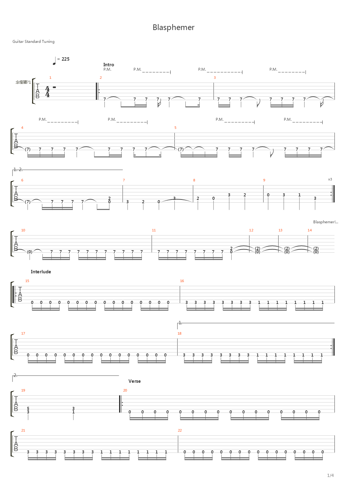 Blasphemer吉他谱