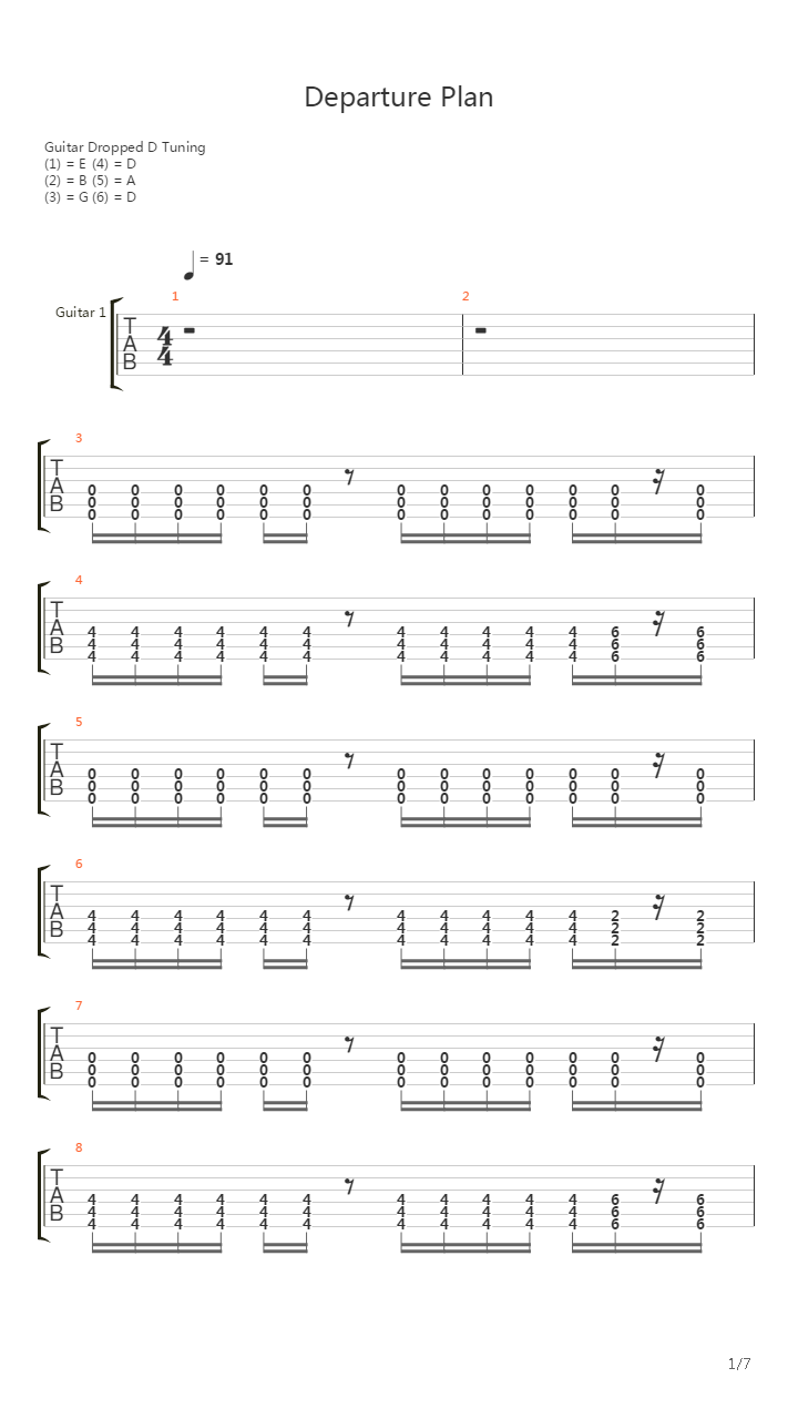 Departure Plan吉他谱