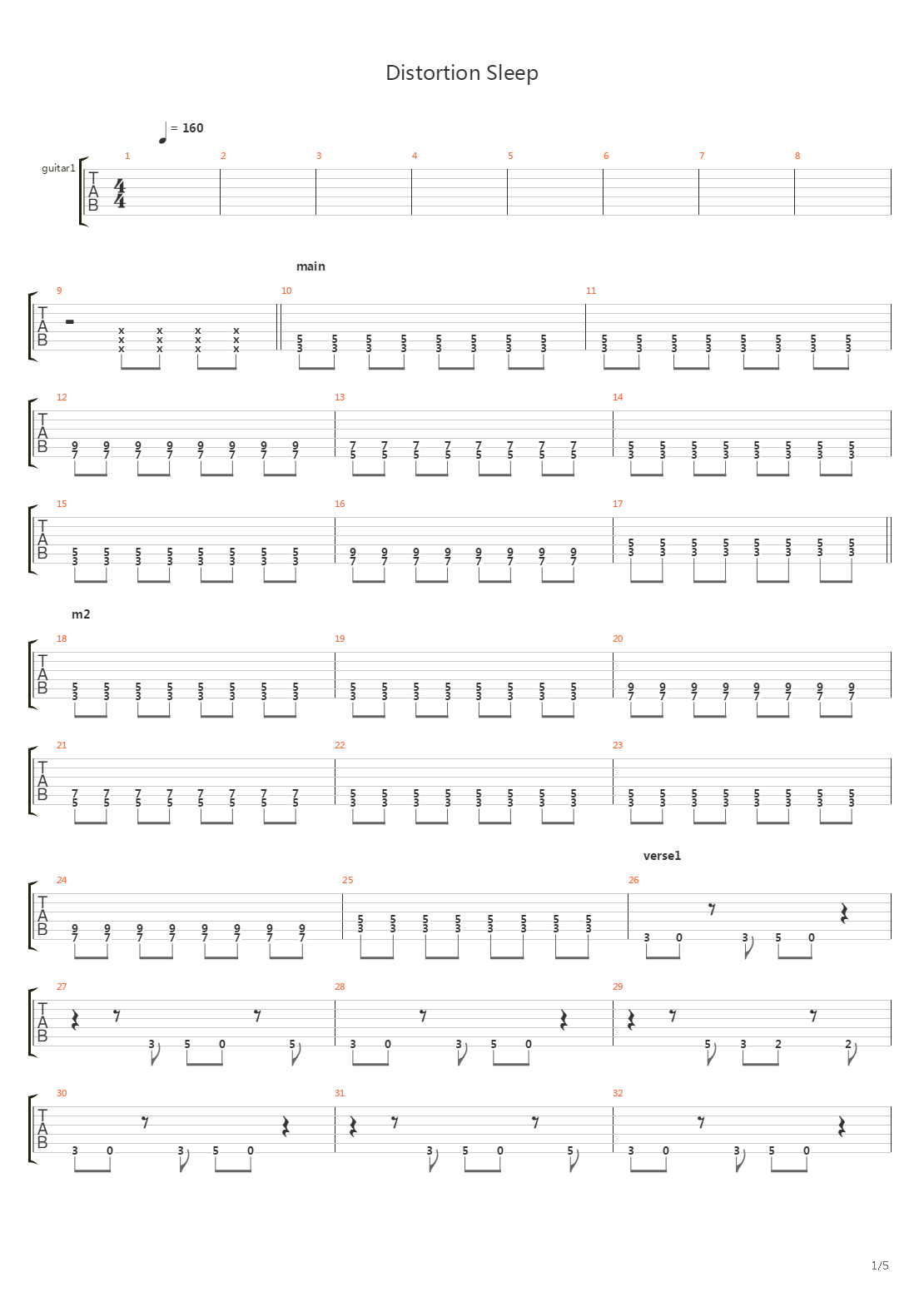 Distortion Sleep吉他谱