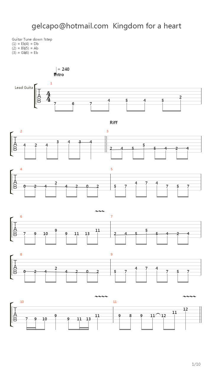 Kingdom For A Heart吉他谱