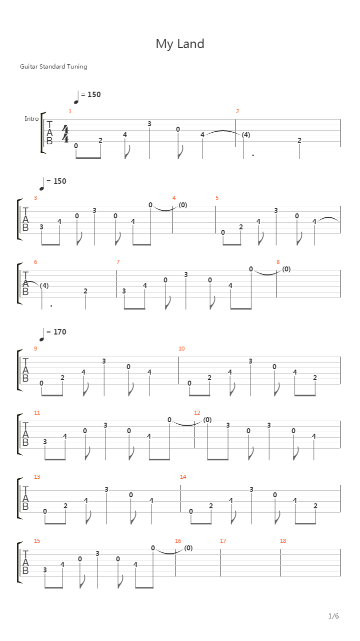 My Land吉他谱