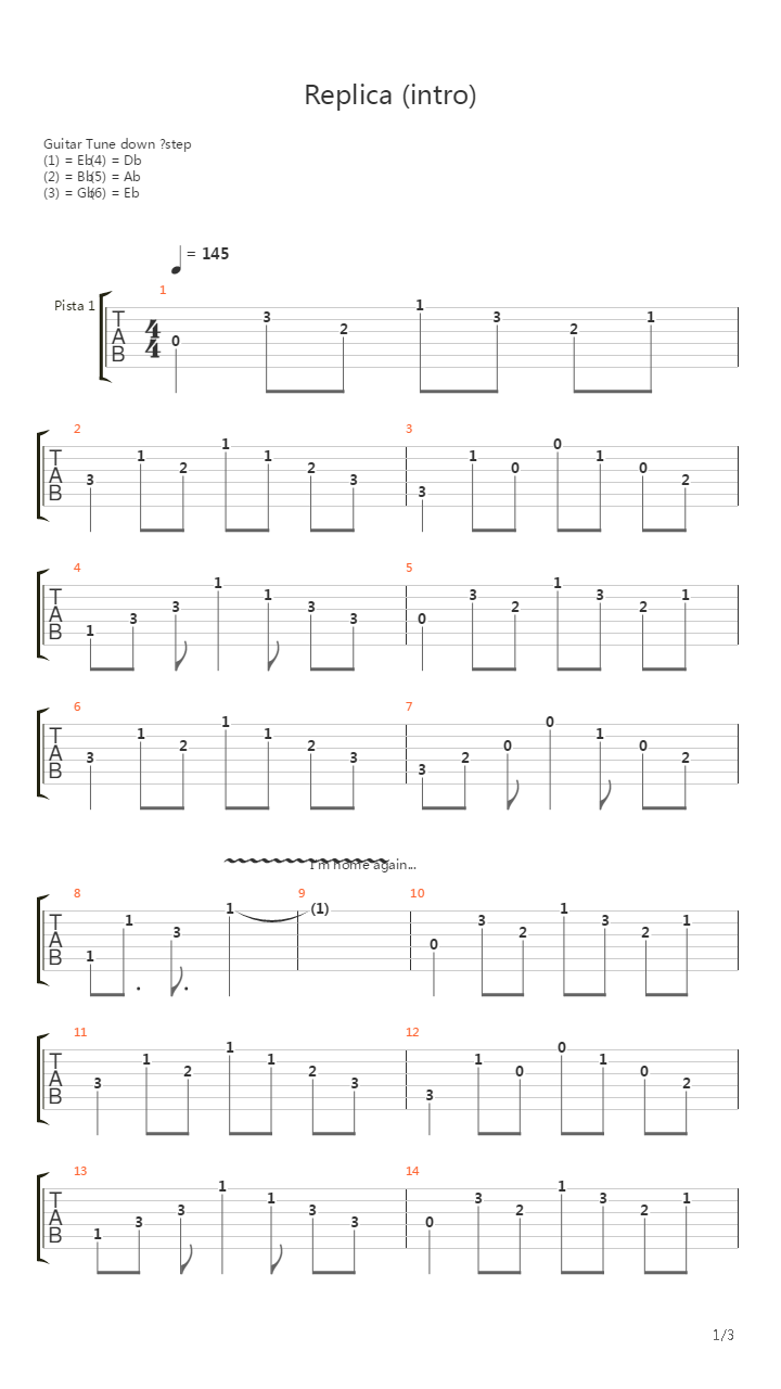 Replica (intro)吉他谱