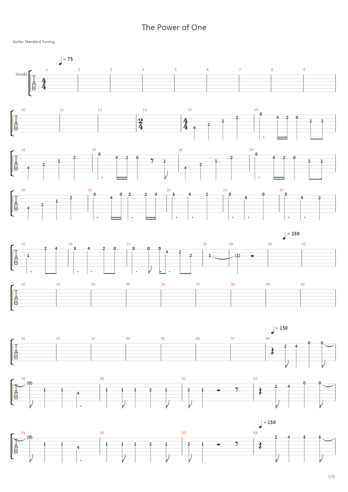 The Power of One吉他谱