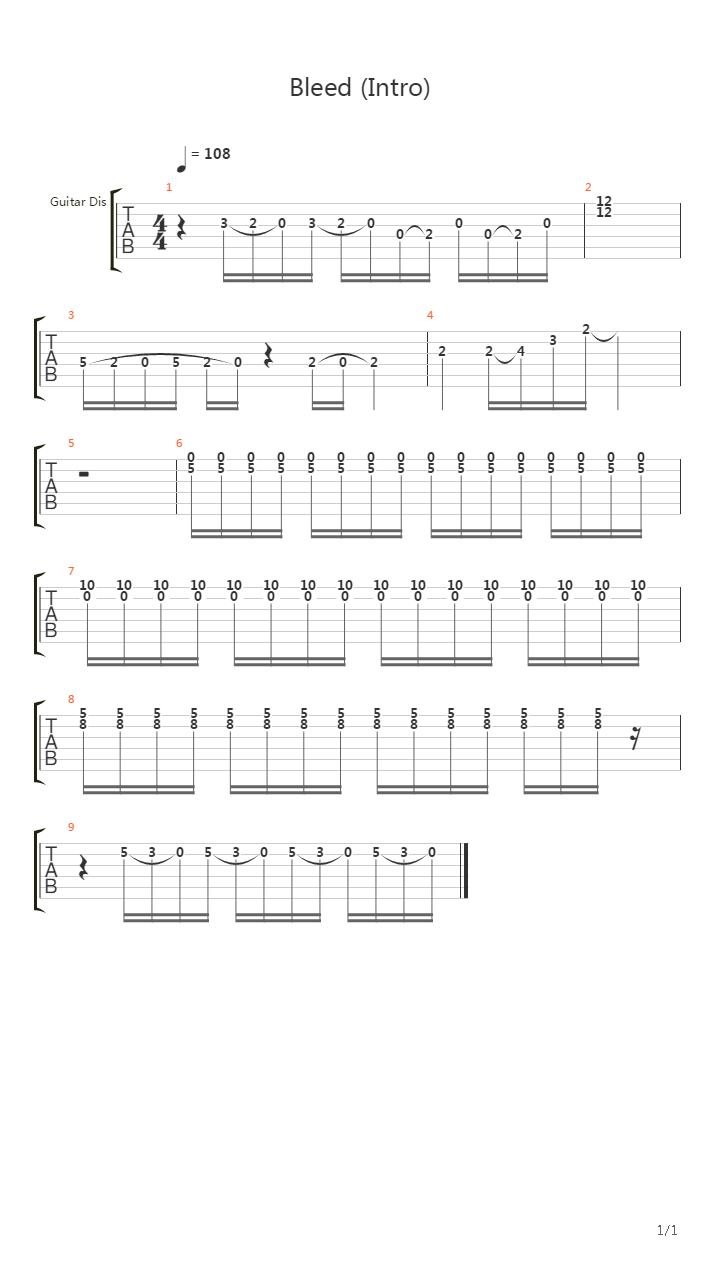 Bleed (Intro)吉他谱