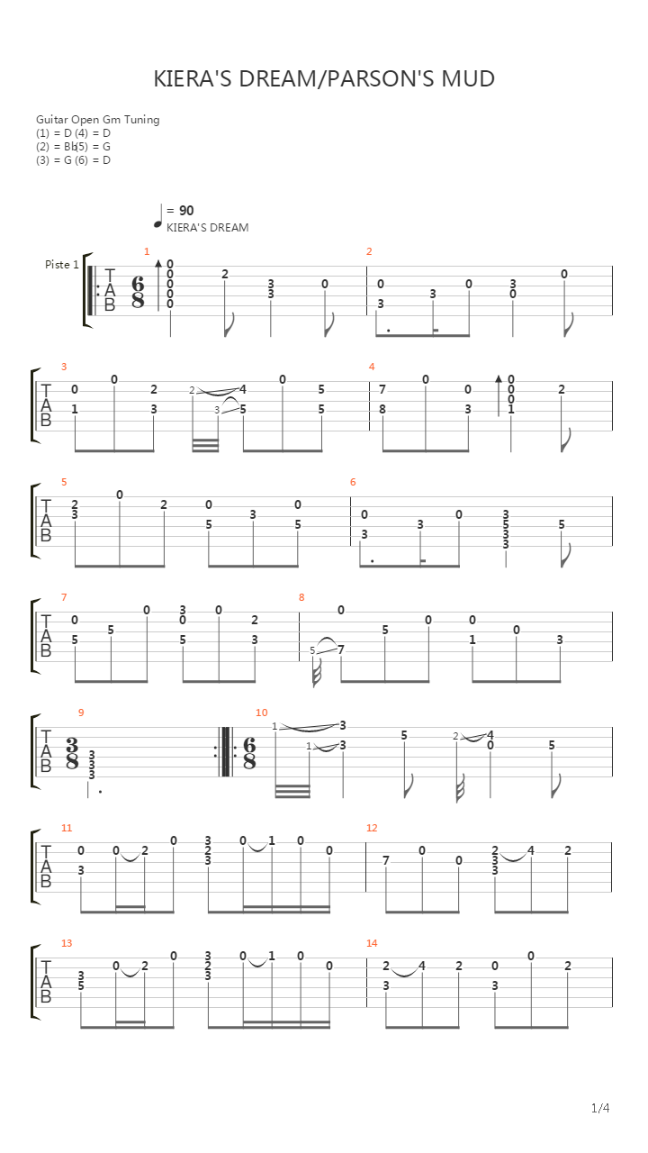 Kieras Dream Parsons Mud吉他谱