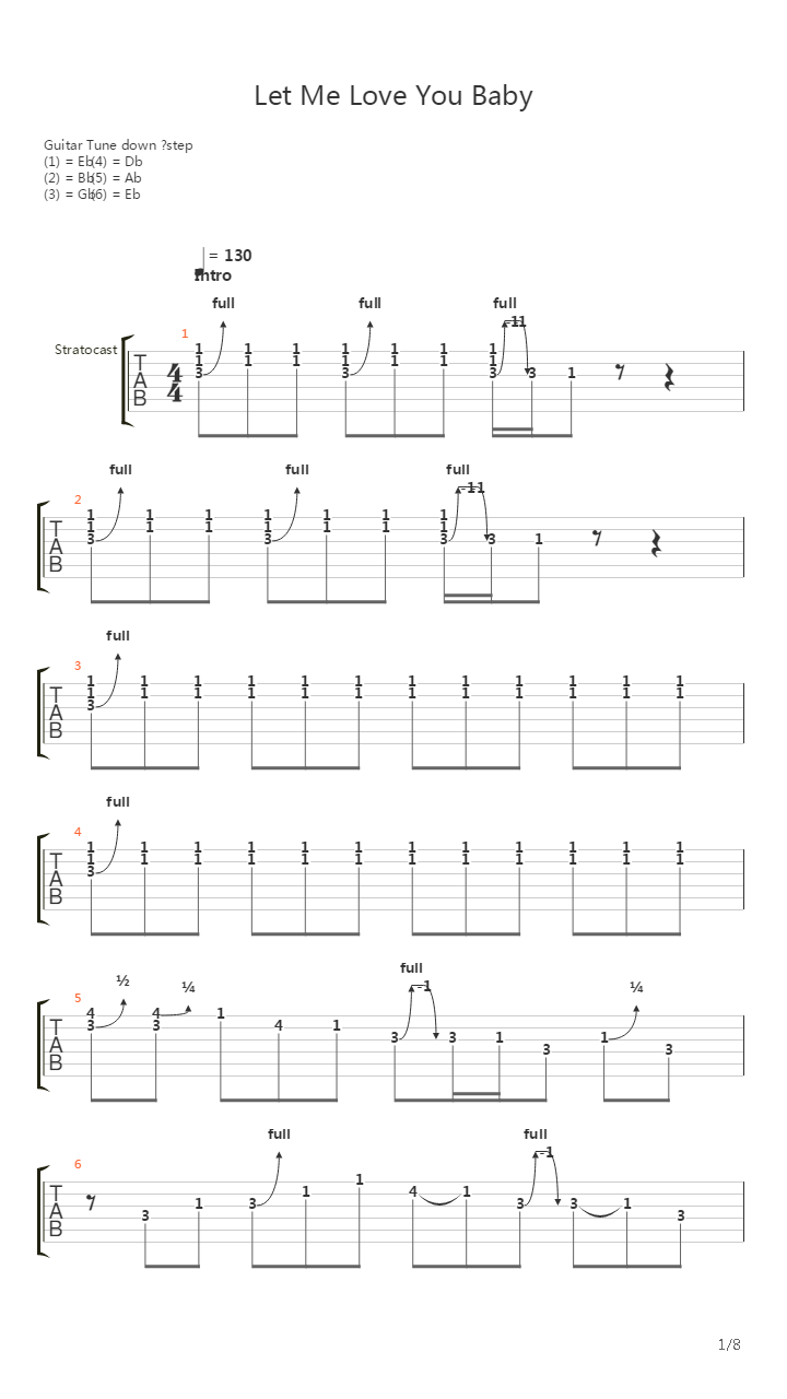 Let Me Love You Baby吉他谱