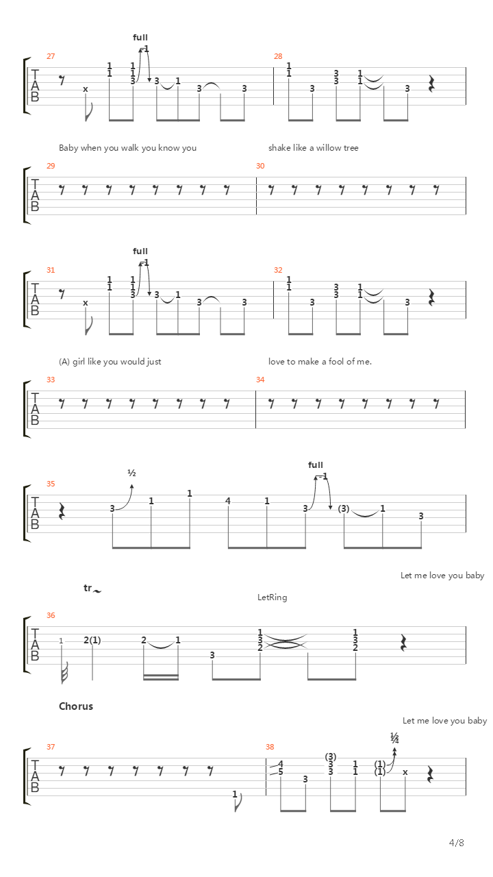 Let Me Love You Baby吉他谱