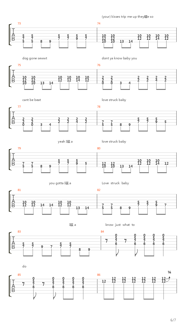Love Struck Baby吉他谱