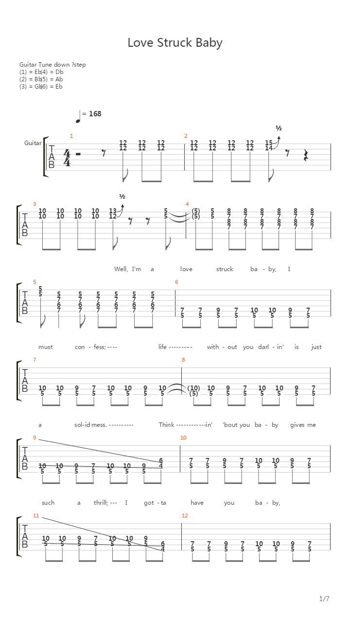Love Struck Baby吉他谱