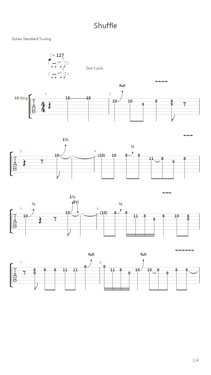 Shuffle吉他谱