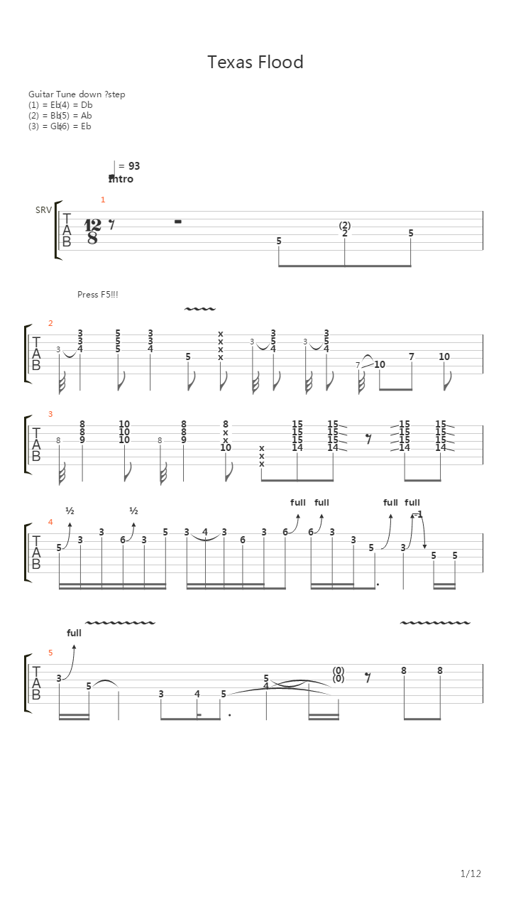 Texas Flood吉他谱