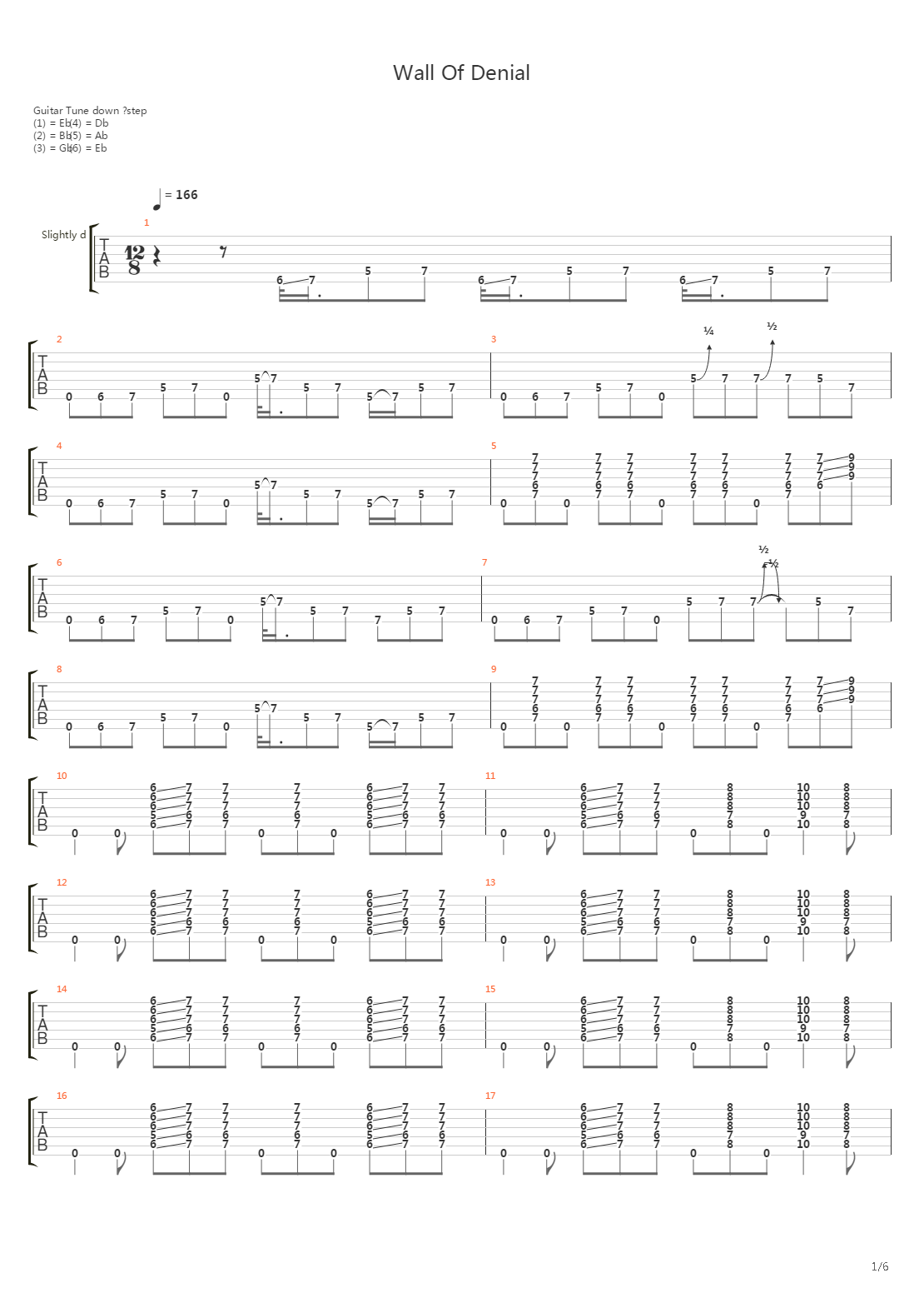 Wall Of Denial吉他谱