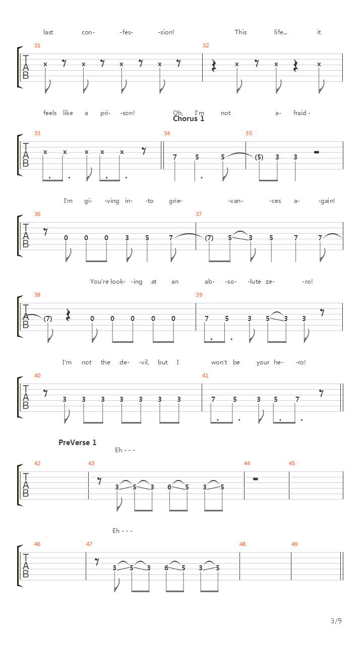 Absolute Zero吉他谱