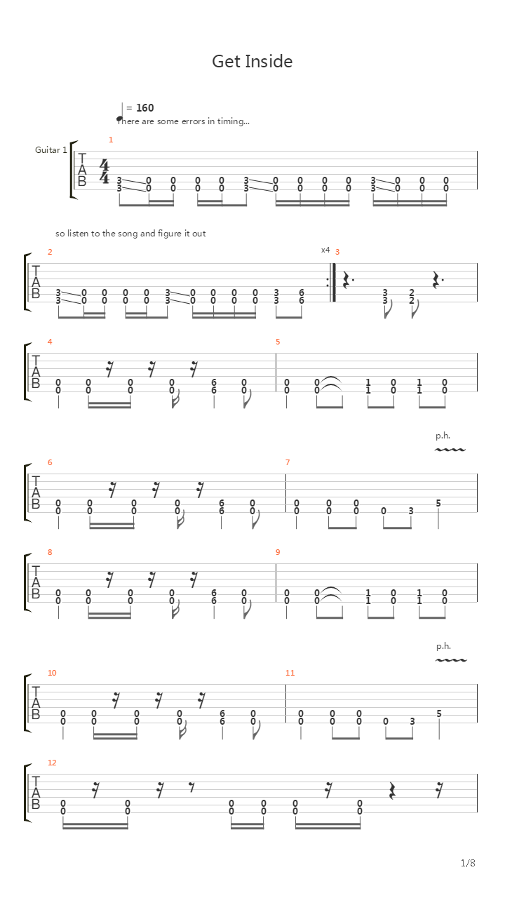 Get Inside吉他谱