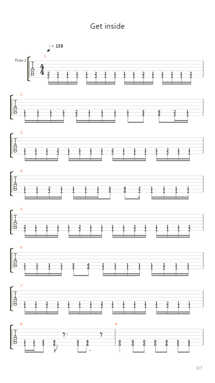 Get Inside (sans le solo)吉他谱