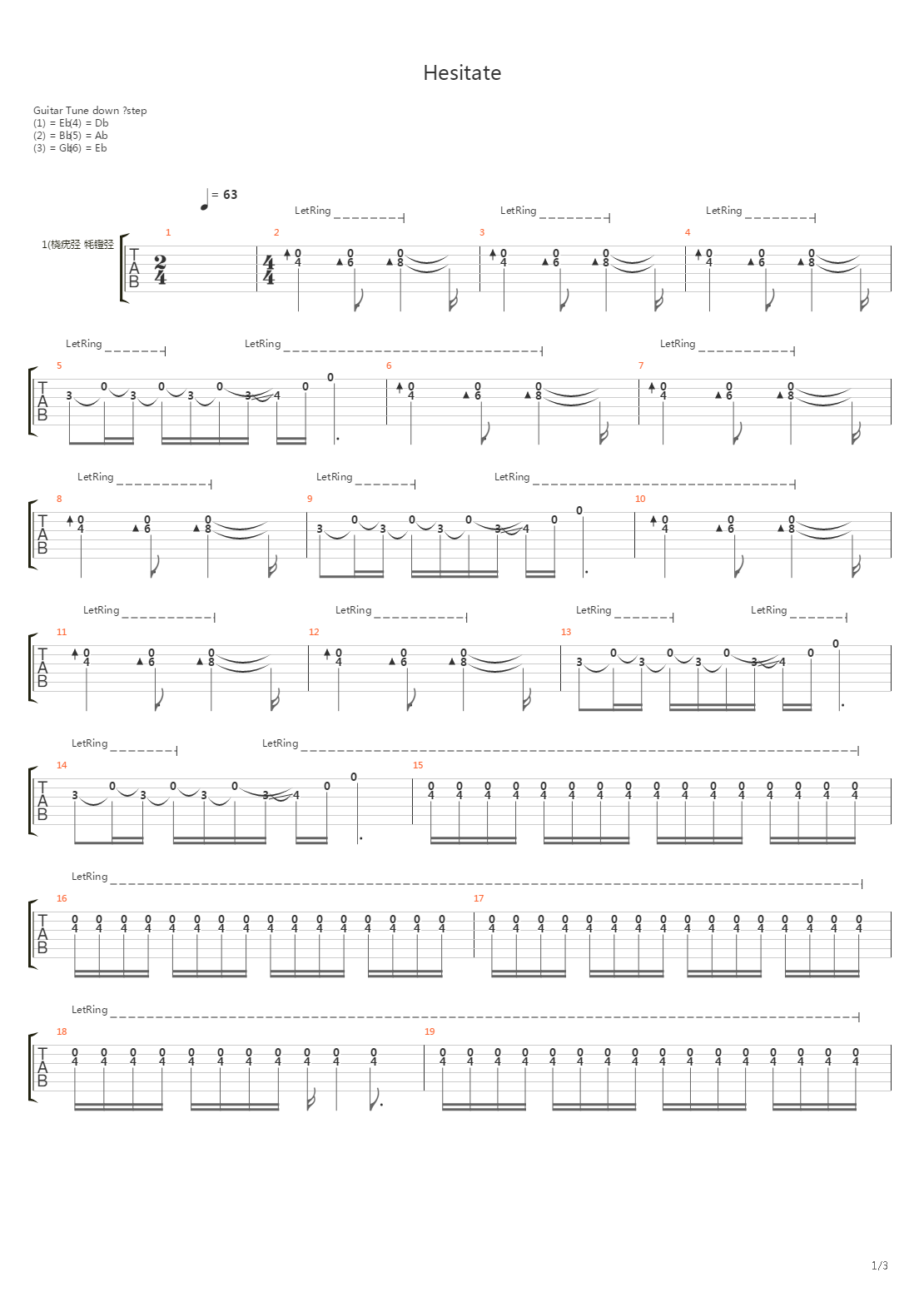 Hesitate吉他谱