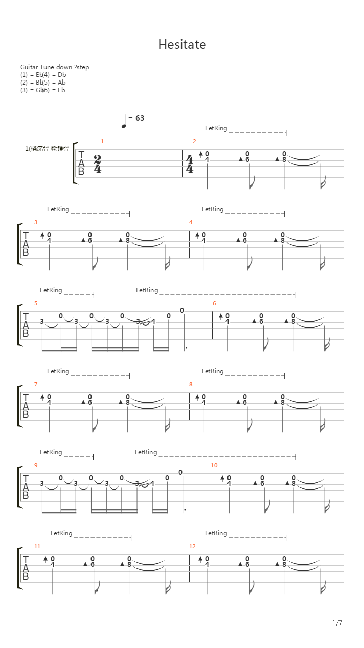 Hesitate吉他谱