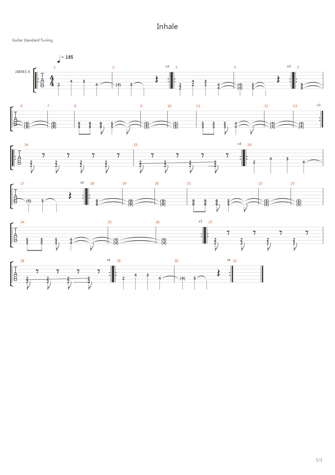 Inhale吉他谱