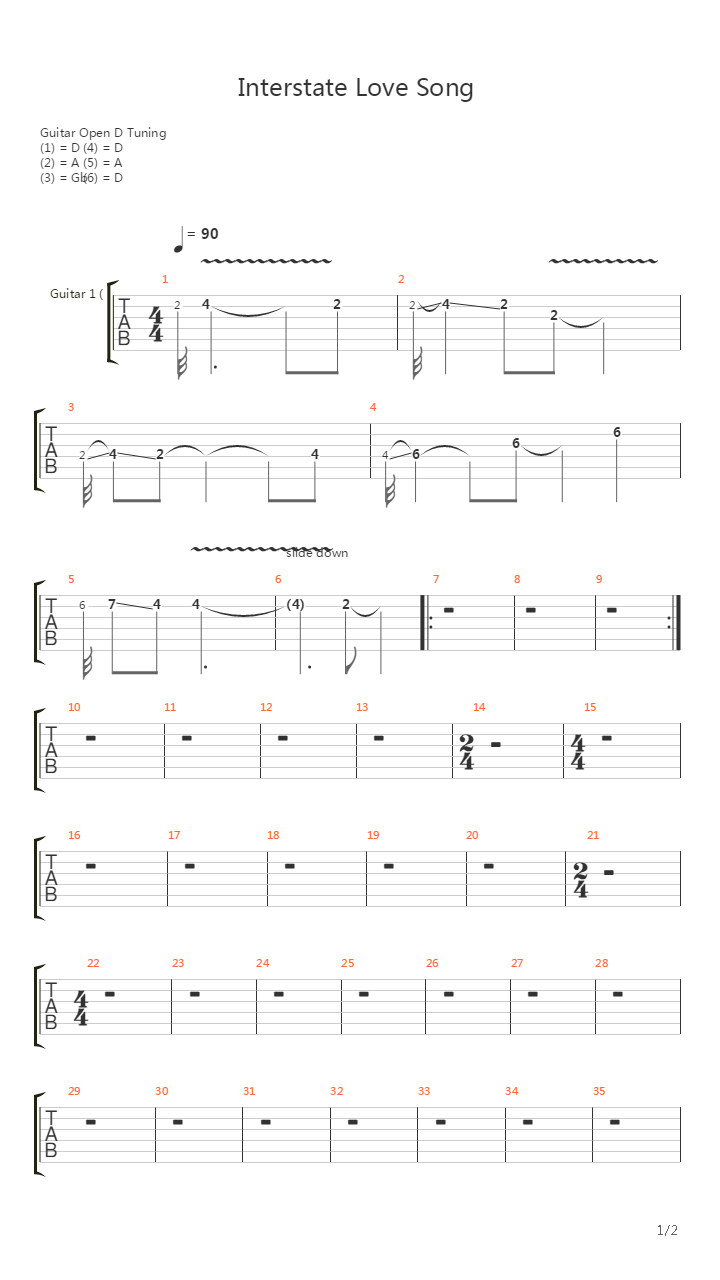 Interstate Love Song吉他谱