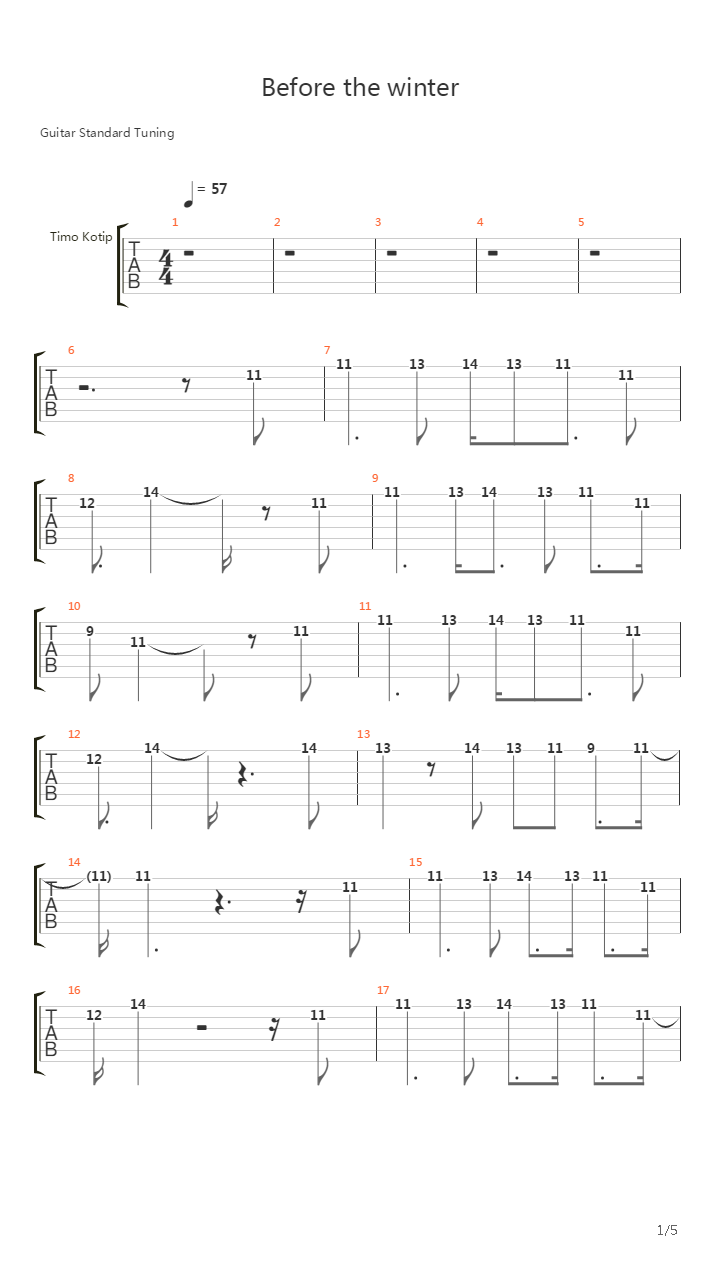 Before the winter吉他谱