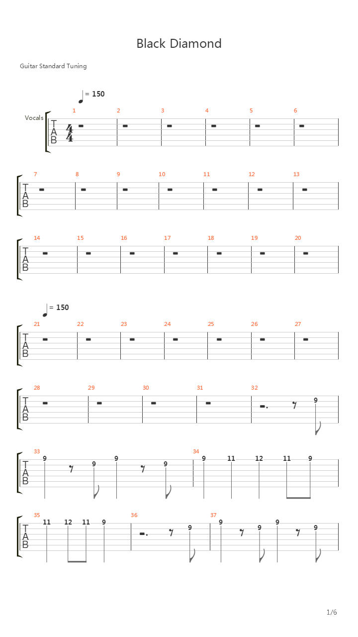 Black Diamond吉他谱