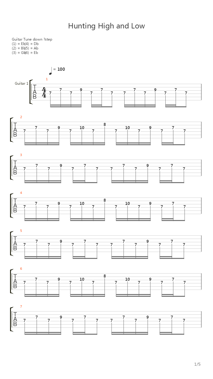 Hunting High and Low吉他谱
