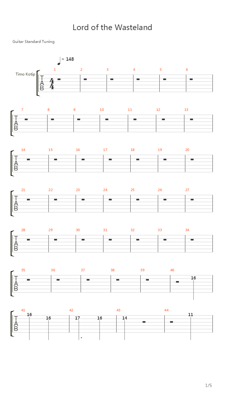 Lord of the Wasteland吉他谱