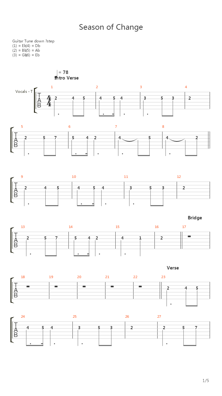 Season Of Change吉他谱